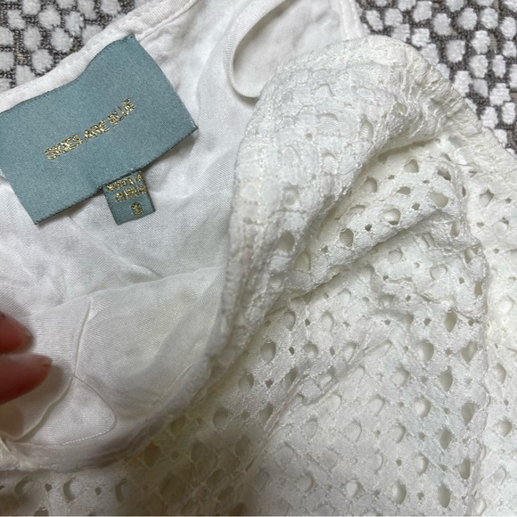 Skies Are Blue White Crochet Top With Fringe Small - Picture 7 of 8